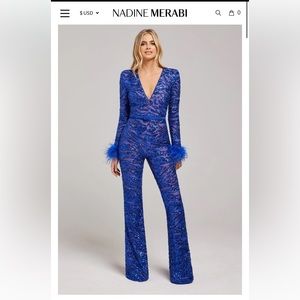 Nadine Merabi blue sequin pantsuit